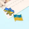 Broche de carte d'ukraine drapeau d'ukraine emblème National de fleur en émail Badge