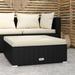 vidaXL Patio Ottoman Outdoor Footstool Wicker Footrest with Cushion PE Rattan