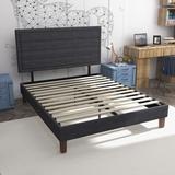 Platform Bed Frame with Wooden Slats Support, Upholstered Bed with Headboard, No Box Spring Needed