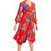 Anthropologie Dresses | Anthropologie New Boswell Red Floral Wrap Midi Dress Size 10 / 12, Nwt $170 | Color: Blue/Red | Size: 12