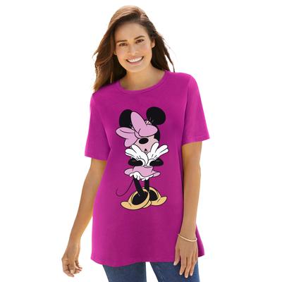 Plus Size Women's Disney Women's Short Sleeve Crew Tee Raspberry Minnie Mouse by Disney in Raspberry Minnie (Size 2X)