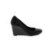 Tory Burch Wedges: Black Solid Shoes - Size 7 1/2
