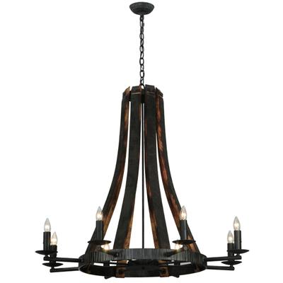 "42"" Wide Barrel Stave Madera 8 Light Chandelier - Meyda Lighting 140164"