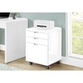 Inbox Zero File Cabinet, Rolling Mobile, Storage Drawers, Printer Stand, Office, Work, Laminate, Glossy White in Brown/White | Wayfair