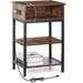 17 Stories Raileen Nightstand in Black/Wood/Metal in Brown | 24.8 H x 15.75 W x 11.42 D in | Wayfair 0E013345021C4585A7E85D500F3E4CE2