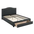 Red Barrel Studio® Gurdas Tufted Low Profile Storage Platform Bed Upholstered/Polyester in Gray | 46 H in | Wayfair