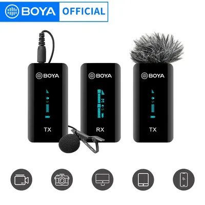 BOYA BY-XM6 ltWireless Lavalier 2.4GHz Portable Condensateur Microphone Ensemble pour iPhone Mobile