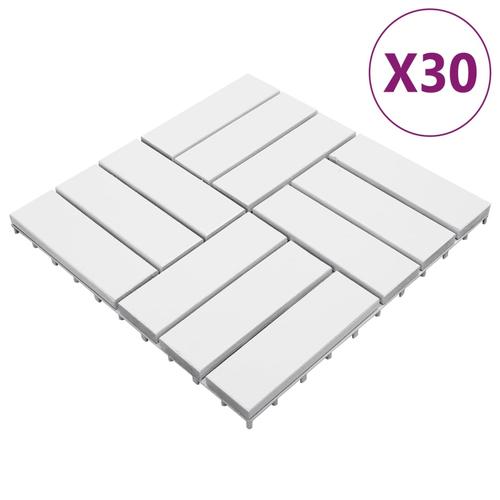 vidaXL Terrassenfliesen 30 Stk. Weiß 30×30 cm Massivholz Akazie