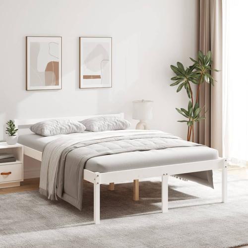 vidaXL Seniorenbett Weiß 120×190 cm Massivholz Kiefer