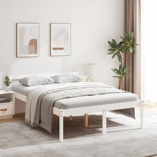 vidaXL Seniorenbett Weiß 140×190 cm Massivholz Kiefer