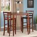 3-Pc High Dining Table with Ladder-back Bar Stools, Walnut