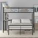 Adjustable Twin over Full Metal Bunk Bed with Desk, Ladder & Guardrails