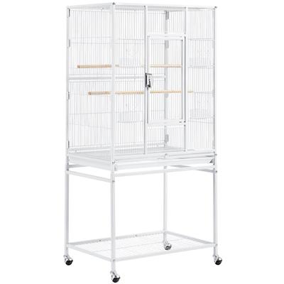 Topeakmart White Metal Bird Cage with Rolling Detachable Stand, 53.5" H