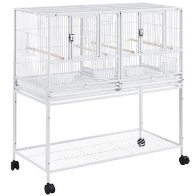 Topeakmart White 41.5" Divided Bird Cage for Small Birds