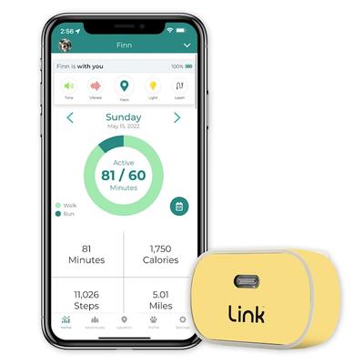 Link My Pet GPS Dog Tracker + Activity Monitor with Yellow Wrap