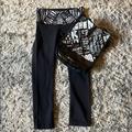 Lululemon Athletica Pants & Jumpsuits | Lululemon Black Wunder Under Cropped Leggings With Black Lululemon Bag | Color: Black/White | Size: 2