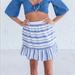 Anthropologie Skirts | Anthropologie Comme Toi Blue, White Boho Striped Drop L Waist Skirt | Color: Blue/White | Size: L