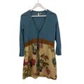 Anthropologie Sweaters | Anthropologie Knitted & Knotted Mixed Media Floral Tunic Top | Color: Blue/Gold | Size: M