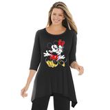 Plus Size Women's Disney Women's Hanky Hem Black Tunic Mickey Mouse and Minnie Mouse by Disney in Black Mickey Minnie (Size 3X)