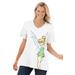 Plus Size Women's Disney Women's Short Sleeve V-Neck Tee Tinkerbell by Disney in White Tinkerbell (Size 3X)