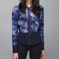 Lululemon Athletica Jackets & Coats | Lululemon Athletica If Your Lucky Floral Print Cropped Jacket. | Color: Blue/Pink | Size: 6
