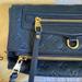 Louis Vuitton Bags | Louis Vuitton Navy Blue Leather Monogram Envelope Clutch Gold Hardware Pristine | Color: Blue/Gold | Size: Os