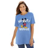 Plus Size Women's Disney Women's Short Sleeve Crew Tee Blue Mickey Mouse Standing by Disney in French Blue Mickey (Size M)