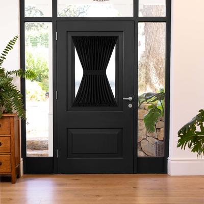 Wide Width Darcy Rod Pocket Door Panel With Tieback by Achim Home Décor in Black (Size 54