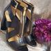 Michael Kors Shoes | Michael Kors Black Leather Heels Sz 7.5 | Color: Black/Gold | Size: 7.5
