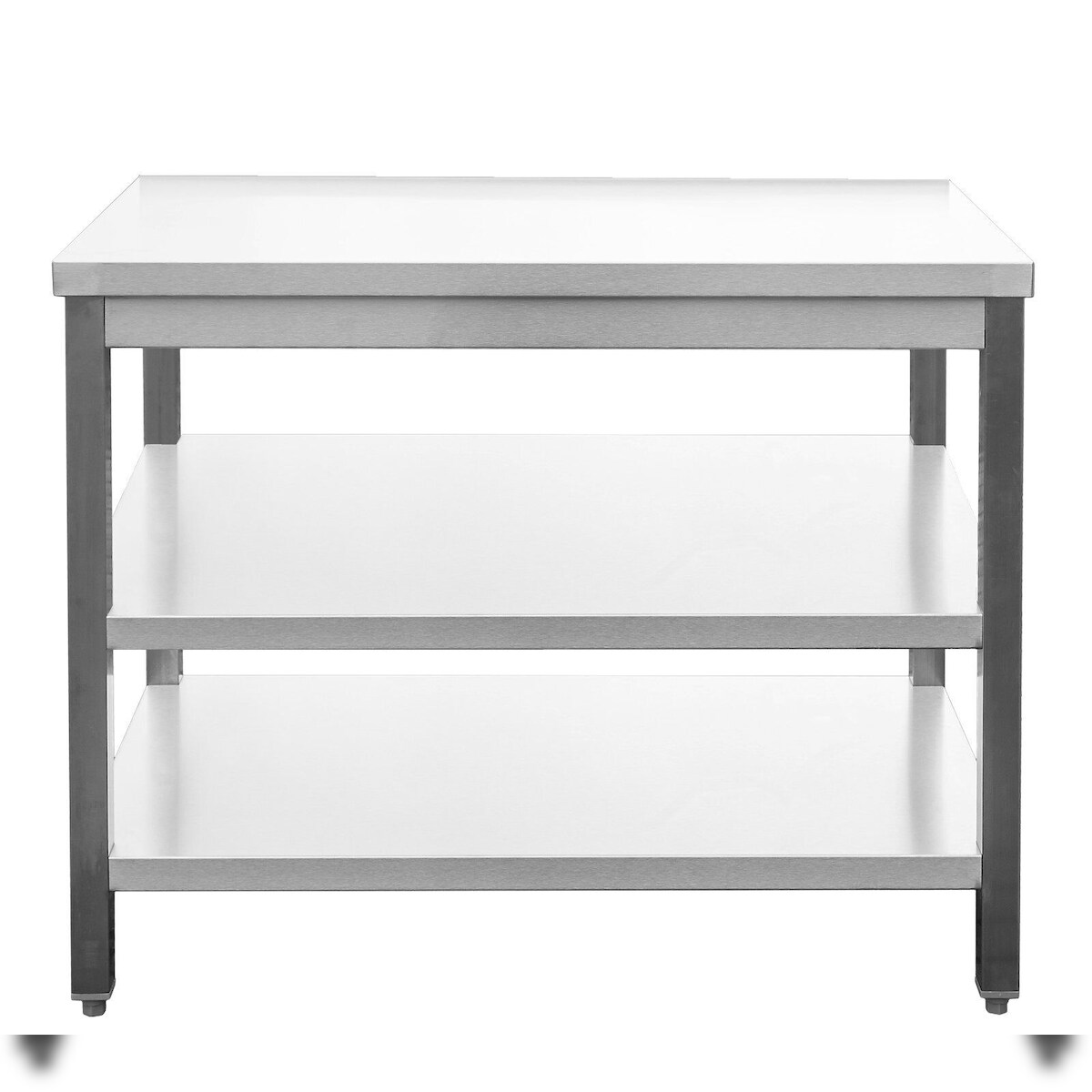 Gastro Arbeitstisch 2 Grundböden ohne Aufkantung Edelstahl (Chromstahl) (BxT) 2400 x 800 mm Image