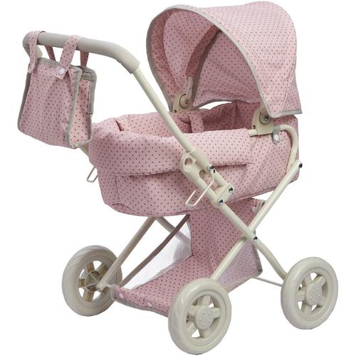 Puppenwagen Babypuppenwagen Kinderwagen Puppenzubehör Olivia's World OL-00003 - Rosa/Grau