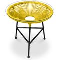 Gartentisch - Beistelltisch - Acapulco Gelb - Glas, Synthetisches Rattan, Rostfreier Stahl, Metall,