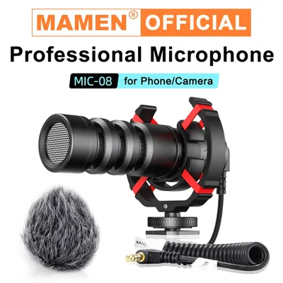 MAMEN-Microphone antichoc statique en alliage d'aluminium avec pare-brise pour caméra téléphone