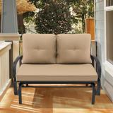 Costway Patio 2-Person Glider Bench Rocking Loveseat Cushioned Armrest - See Details