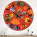 Designart 'Orange Modern Floral Leaves I' Traditional wall clock