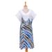 Windy Blue,'Artisan Crafted Batik Cotton A-Line Dress'