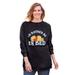 Plus Size Women's Disney Women's Long Sleeve Fleece Sweatshirt Winnie the Pooh Rather Be In Bed by Disney in Black Pooh Bed (Size 2X)