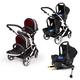 Kids Kargo Duellette Hybrid Double Tandem Pushchair Buggy (Oxford with 2 Isofix Car Seats & 2 Isofix Bases)