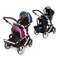 Kids Kargo Duellette Hybrid Double Tandem Pushchair Buggy (Raspberry/Blueberry with 2 Isofix Car Seats)