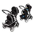 Kids Kargo Duellette Hybrid Double Tandem Pushchair Buggy (Black with 2 Isofix Car Seats)