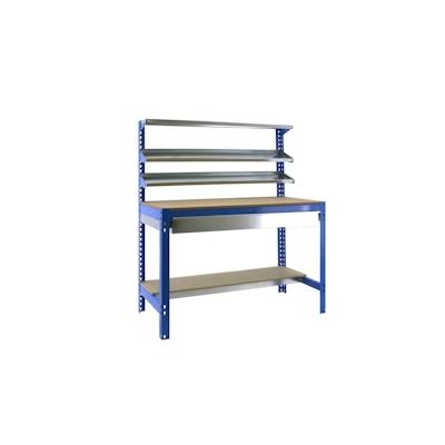 SimonRack Werkbank SIMONWORK BT1. Farbe BLAU/HOLZ 1445x1210x610 mm (HxLxB)