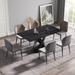 Modern Black Marble Dining Table with Rectangular Tabletop and X-Cross Carbon Legs