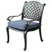 27 Inch Zoe Swivel Dining Arm Chair, Cushion, Black and Blue