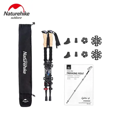 Natureifa-Bâtons de randonnée pliants en fibre de carbone bâtons télescopiques pliables 2 pièces