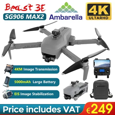 Drone professionnel SG906 MAX 2 BEAST 3E caméra EIS 4K Ambarella avec cardan 3 axes 4KM sans