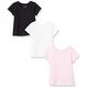 Amazon Essentials Mädchen Kurzärmlige T-Shirt-Oberteile (zuvor Spotted Zebra), 3er-Pack, Weiß/Schwarz/Rosa, 6-7 Jahre