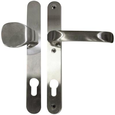 Schmalrahmengarnitur Oval Drücker/Knopf Edelstahl silber Beschläge - Alpertec Image