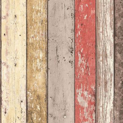Bricoflor - Vintage Tapete in Holzoptik Bretter Tapete in Rot und Braun Rustikale Vliestapete im