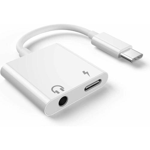 USB C Kopfhörer Adapter, 2 in 1 USB Typ C auf 3.5 mm Klinken Adapter mit Ladekabel für Huawei P30/