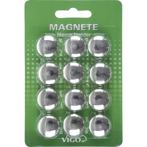 Magnete für Magnettafeln 12 er Pack, chrom, rund Magnettafel & Pinnwand - Vigo